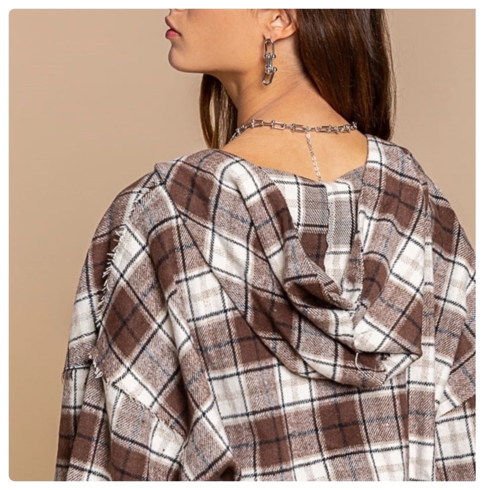 𝅺plaid Hooded Bomber Jacket - Picture 4 of 13